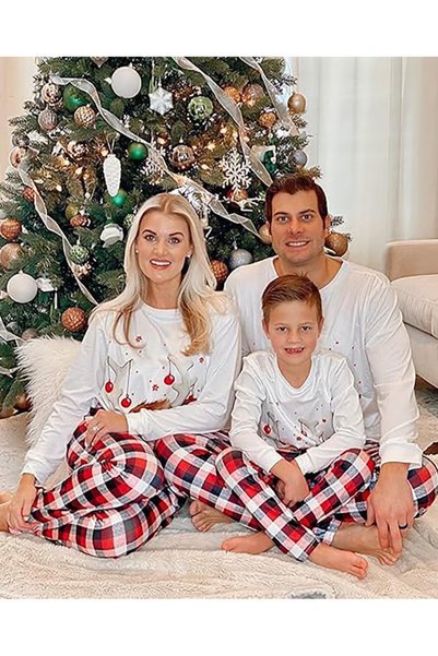 GGEROU Christmas Family Matching Pajamas Classical Nightwear Sleepwear Sets Long Sleeve Pjs for for Adults Kids and Baby Holiday Xmas Sleepwear Set (Pets zise)