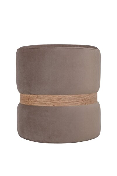 OEM Taburet Ring, fix, rotund, material textil, gri deschis + stejar, 38 x 38...