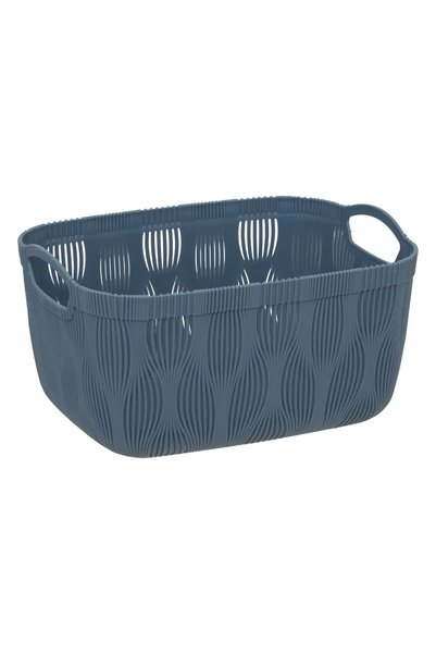 5FIVE Leaf Plastic Basket (28.7 x 22.2 x 15.2 cm, Blue Gray)
