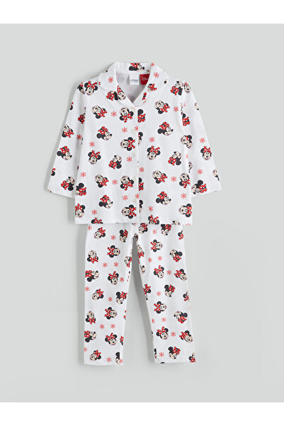 LC Waikiki Collar Minnie Mouse Printed Pajama Set for Girls