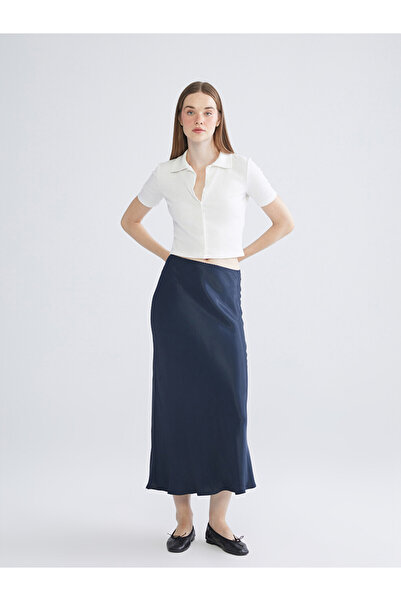 LC Waikiki Elastic Waistband Ruffled Satin Skirt