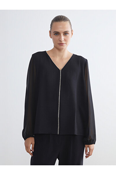 LC Waikiki V-Neck Rhinestones Blouse