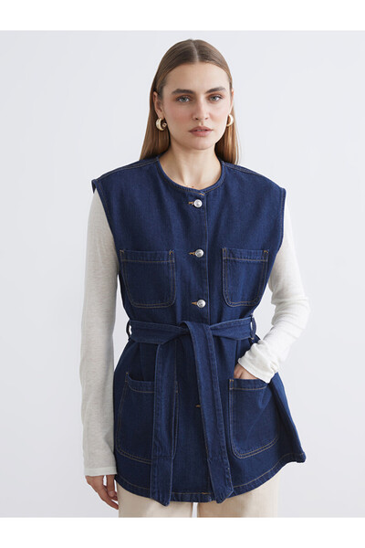 LC Waikiki Women's Crew Neck Denim Vest