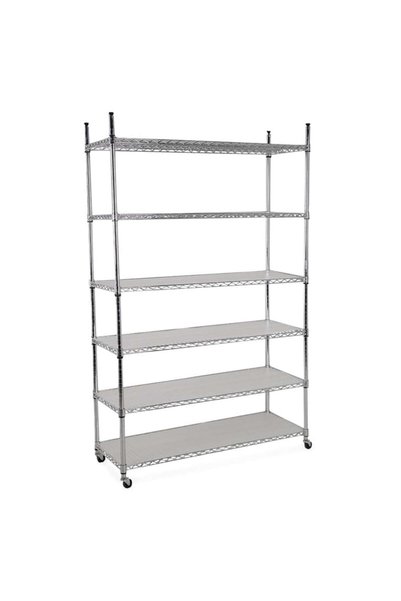 Own Buy Steel Chrome 6-Tier Storage Shelf W/Wheels