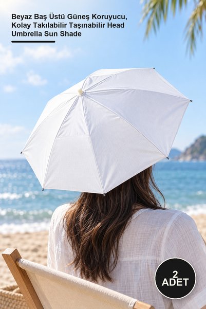 Yenilig 2 Head Umbrellas – White Over-The-Head Sun Protector, Easy to Attach ...