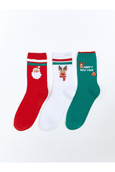 LC Waikiki Christmas Designed Ankle Socks for Girls, 3 Pack