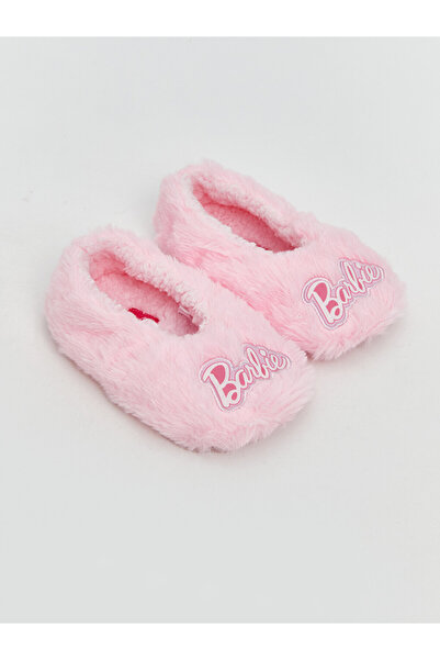 LC Waikiki Barbie Embroidered Plush Baby for Girls Slippers