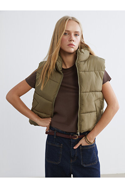 LC Waikiki Quilted Vest for Women with Funnel Neck