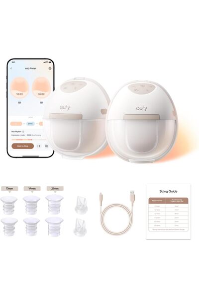 Eufy Security Heated Wearable Breast Pump E20, Hands-Free 3 Heat Levels, App-...