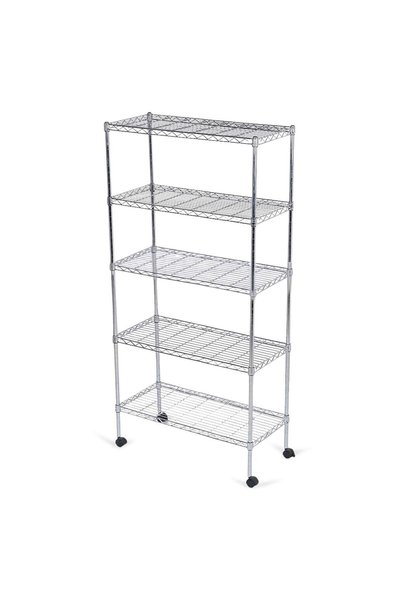 Own Buy Mobile 5-Shelf Storage Unit (76 x 35.5 x 152 cm, Silver)