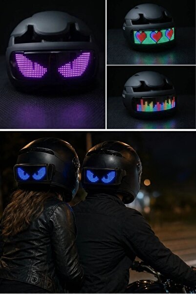 Buffer ® 15 Farklı Model Işıklı LED Kask Ekranı, Parlayan Dekoratif Kask Paneli, LED Kask Aksesuarı v
