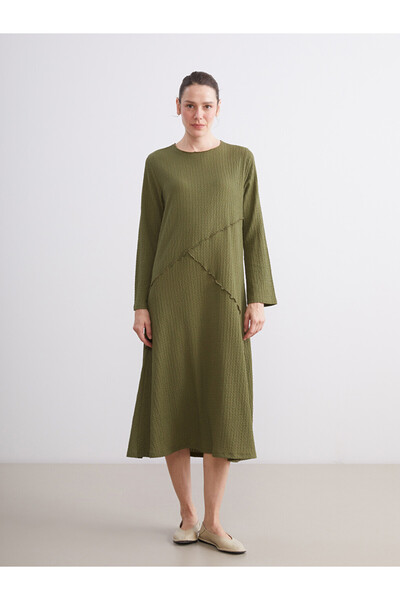 LC Waikiki Crew Neck Textured Dress