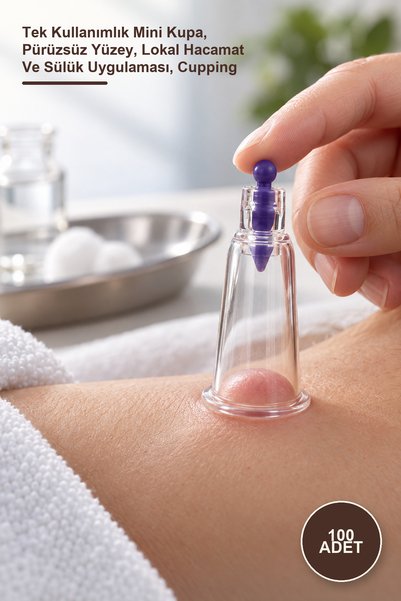 Yenilig 100 Adet Hacamat Kupası – Tek Kullanımlık Mini Kupa, Pürüzsüz Yüzey, Lokal Hacamat Ve Sülük Uygulaması, Cupping