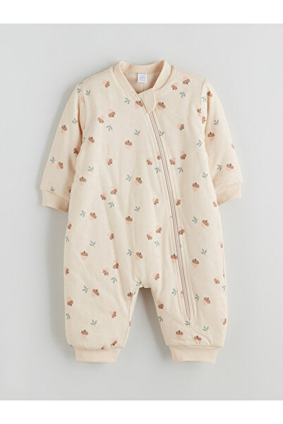 LC Waikiki Two Mt Shop Quality Lcw Baby Beige 2.5 Tog Oval Collar Long Sleeve Baby Girl Jumpsuit