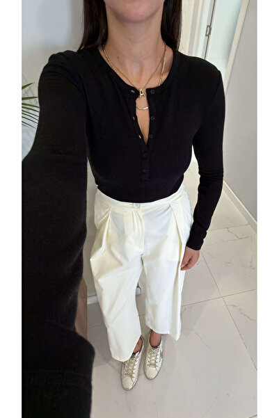 BİRCANÇİL Dlvin Yusre Black Buttoned Long Sleeve Blouse