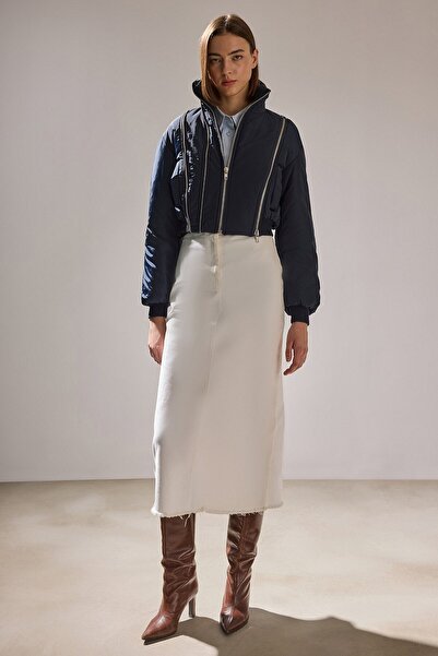 Touché Privé Crop Coat with Zipper Detail