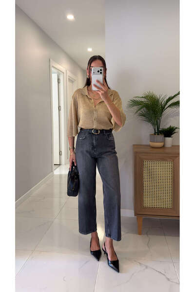 BİRCANÇİL Joset Anthracite Belted Mom Jean