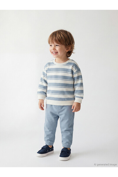 LC Waikiki Crew Neck Striped Baby Boys' Sweatshirt and Jogging Bottoms