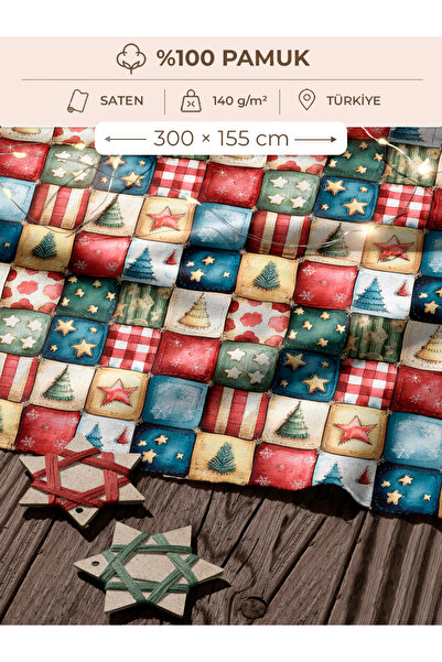 FabricMarket Țesătură din satin de bumbac 100% – 300x155 cm – Cu model de Cră...