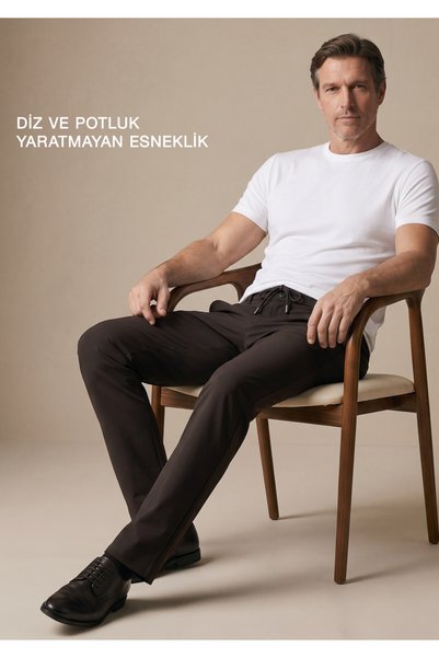 simpleQloth Pergamon |   Anti-Wrinkle, 4-Way Stretch, Breathable 24/7 Technical Jogger Pants - Bitter Brown