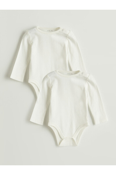 LC Waikiki Crew Neck Long Sleeve Baby Girls' Snap Bodysuit 2 Pack