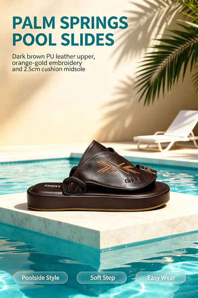 Al-Riyadh Foot Studio Nautical Charm: Premium PU Slides with Ethnic Embroider...