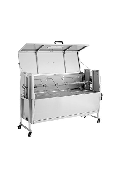 Vivatechnix Grătar pe cărbuni cu rotisor electric 38 W, Inox, Capac, 4 x roți...