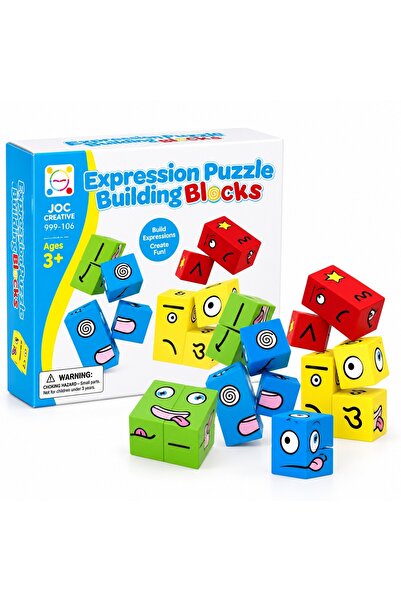 Toy Joc educativ cu cuburi Puzzle de expresii, potrivirea expresiilor faciale...