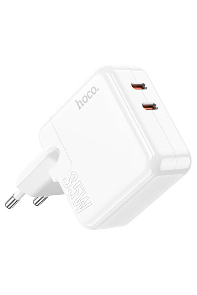 Hoco Φορτιστής δικτύου C110A, 35W, 2xUSB-C, PD - Λευκό