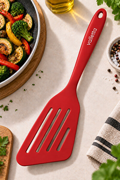 valletta Spatulă din silicon perforată, rezistentă la căldură, premium – Roșu
