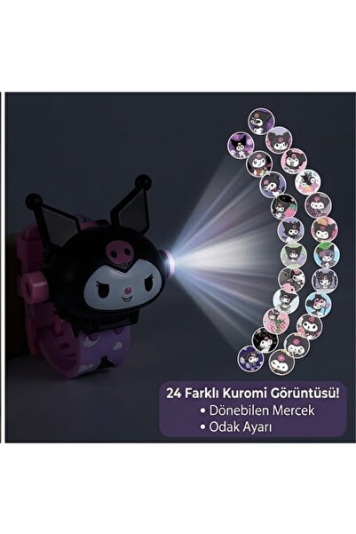 LRS STORE Projeksiyonlu Kuromi Figürlü Çocuk Saati Dijital Saat Işıklı Kız Ço...