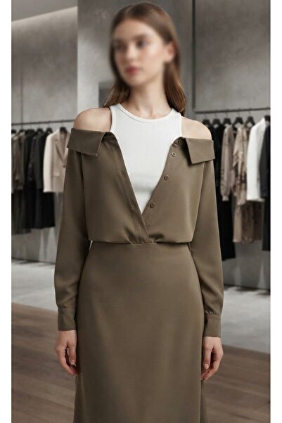 kadina Women's Elegant Chiffon and Velvet Patchwork Blouse with Crystal Zippe...