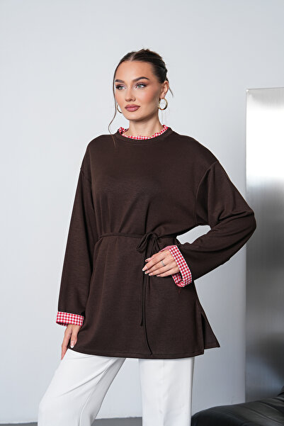 Mega Life Oysho Tunic with Plaid Trim on the Collar and Sleeves
