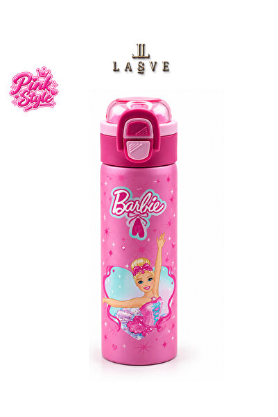 Barbie LİSANSLI YENİ SEZON ÇİFT FONKSİYON KAPAKLI ÇELİK MATARA 600ML