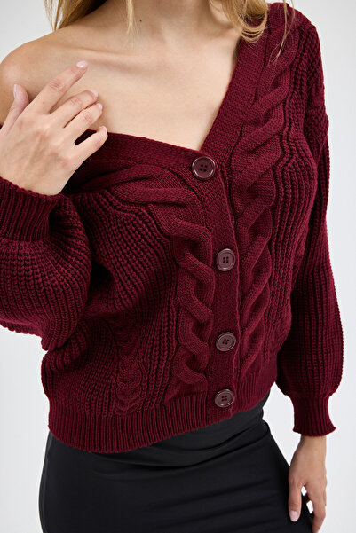 Gülçin Coşkun Selanik Knitted Degaje Collar Comfortable Fit Buttoned Style Wo...