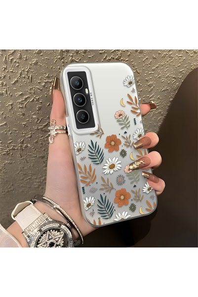CHICASELUX Realme C65 4G متوافق مع تصميم البابونج القديم بنمط القمر والأوراق،...