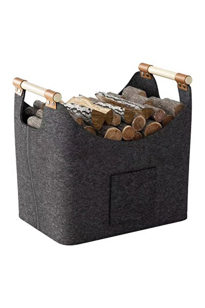 Noonedibs Coș Lemn de Foc din Pâslă XL, 45×32×40 cm, Mânere Lemn, Pliabil, pe...