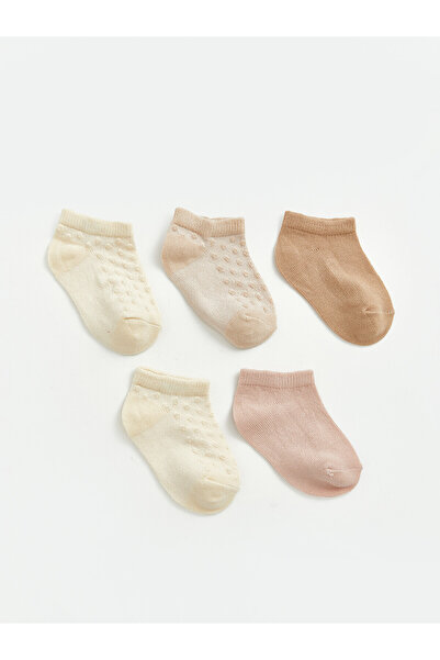 LC Waikiki Nevavm Farkıyla Lcw Baby Ecru Patterned 5-Pack Baby Girl Booties S...
