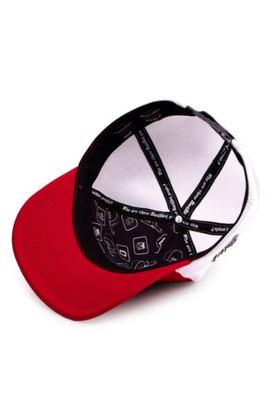BlackBörk Red-White Trucker Hat with Panther Logo