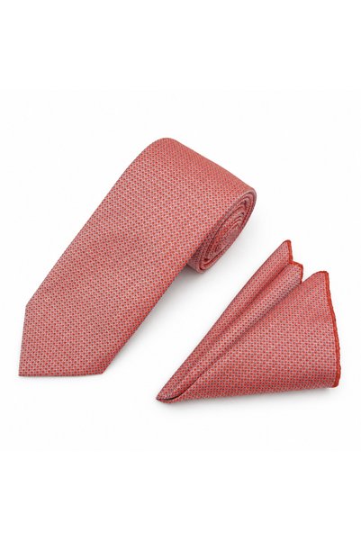 Brianze Set cravată și batistă cu model cu puncte roșii de 8 cm