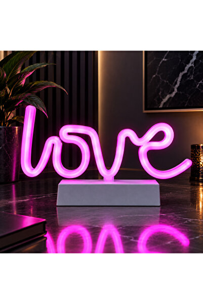 Kuzey VIP YÜKSEK KALİTE NEON PEMBE IŞIKLI LOVE YAZISI YILBAŞI IŞIKLARI NOEL D...