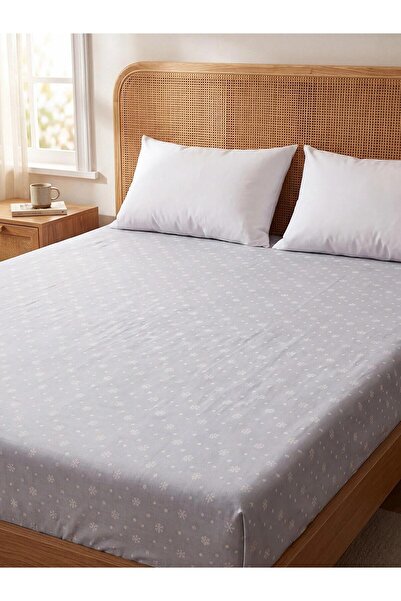 LC Waikiki Snowflake Patterned Cotton Double Elastic Sheet (W6)