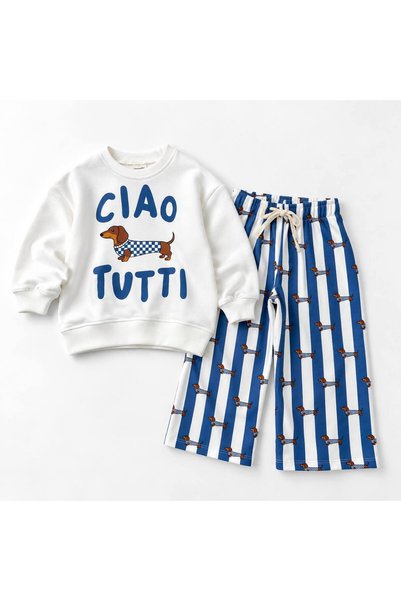 Alvadonna New Season Cıao Tutti Boys' Top and Bottom Set
