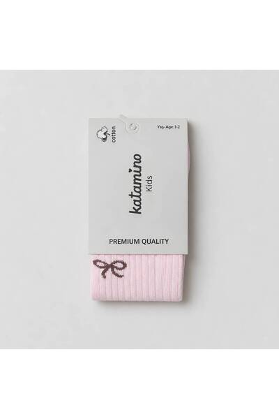 Katamino Marmaris Ribbon Detailed Cotton Girls' Pantyhose
