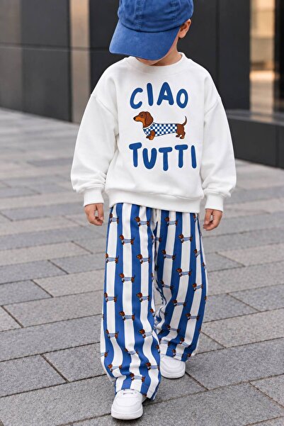 Alvadonna New Season Cıao Tutti Boys' Top and Bottom Set