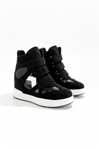 Shoebutik Magic Black and White Hidden Heel Women's Sneakers