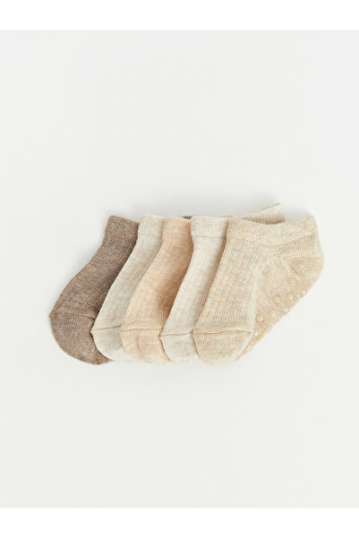 LC Waikiki Nevavm Farkıyla Lcw Baby Beige Plain 5-Pack Baby Boy Booties Socks