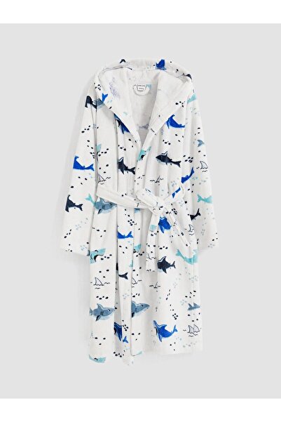 LC Waikiki Mixed Shark Patterned Boys' Bathrobe (W6)