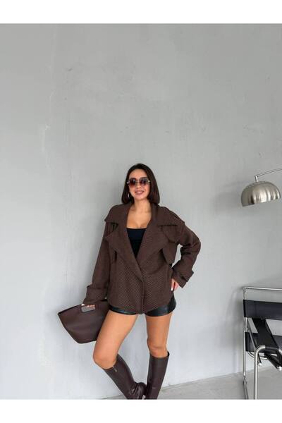 ÇEÇİM Women's Draped Patterned Jacket