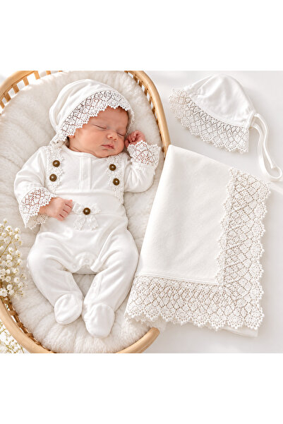 MCT Baby Wear Hastane Çıkışı Yenidoğan Bebek Tulum Battaniye Şapka Seti %100 ...